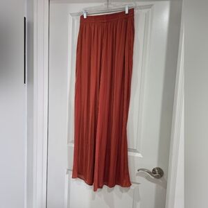 Zara Rust Flowy Pants With Pockets
